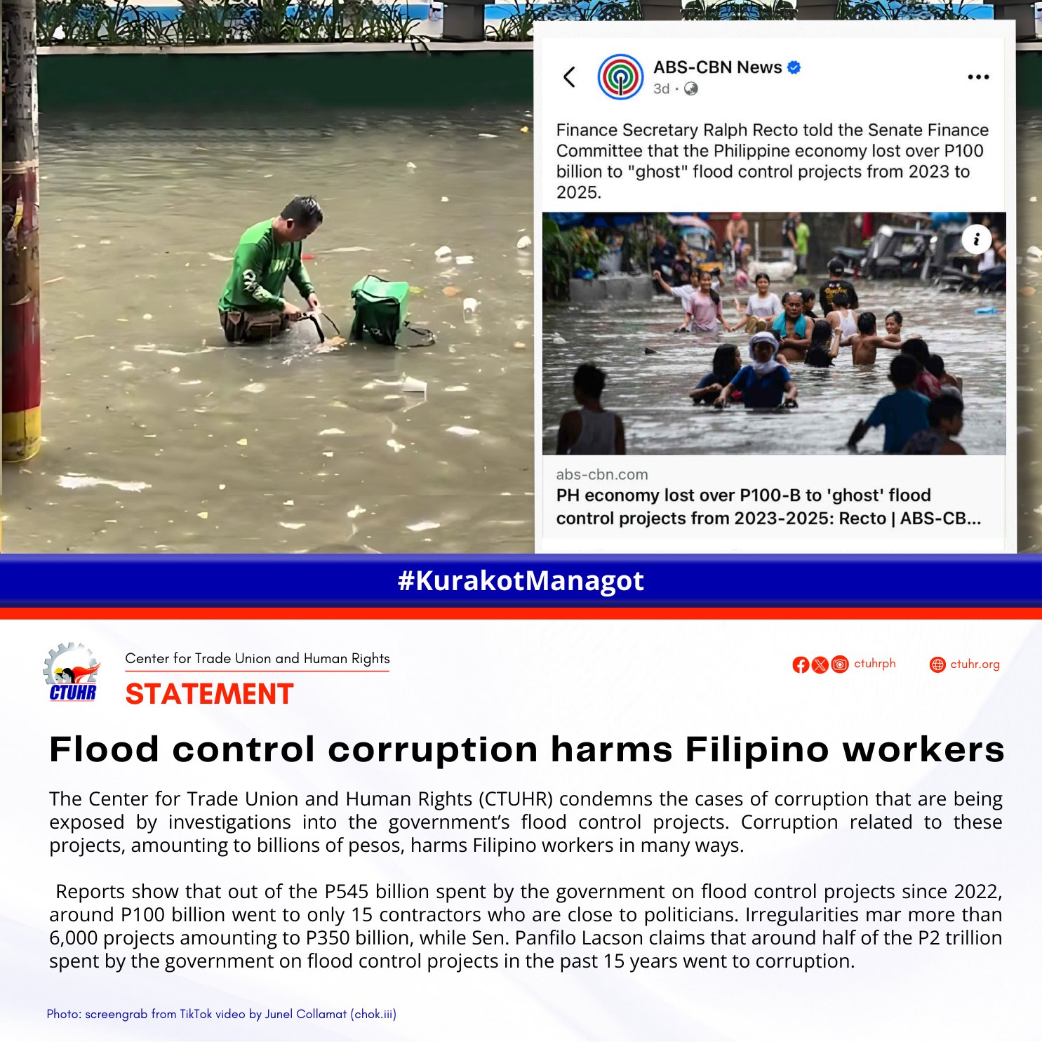 Center - #Statement: Flood control corruption harms Filipino workers ...