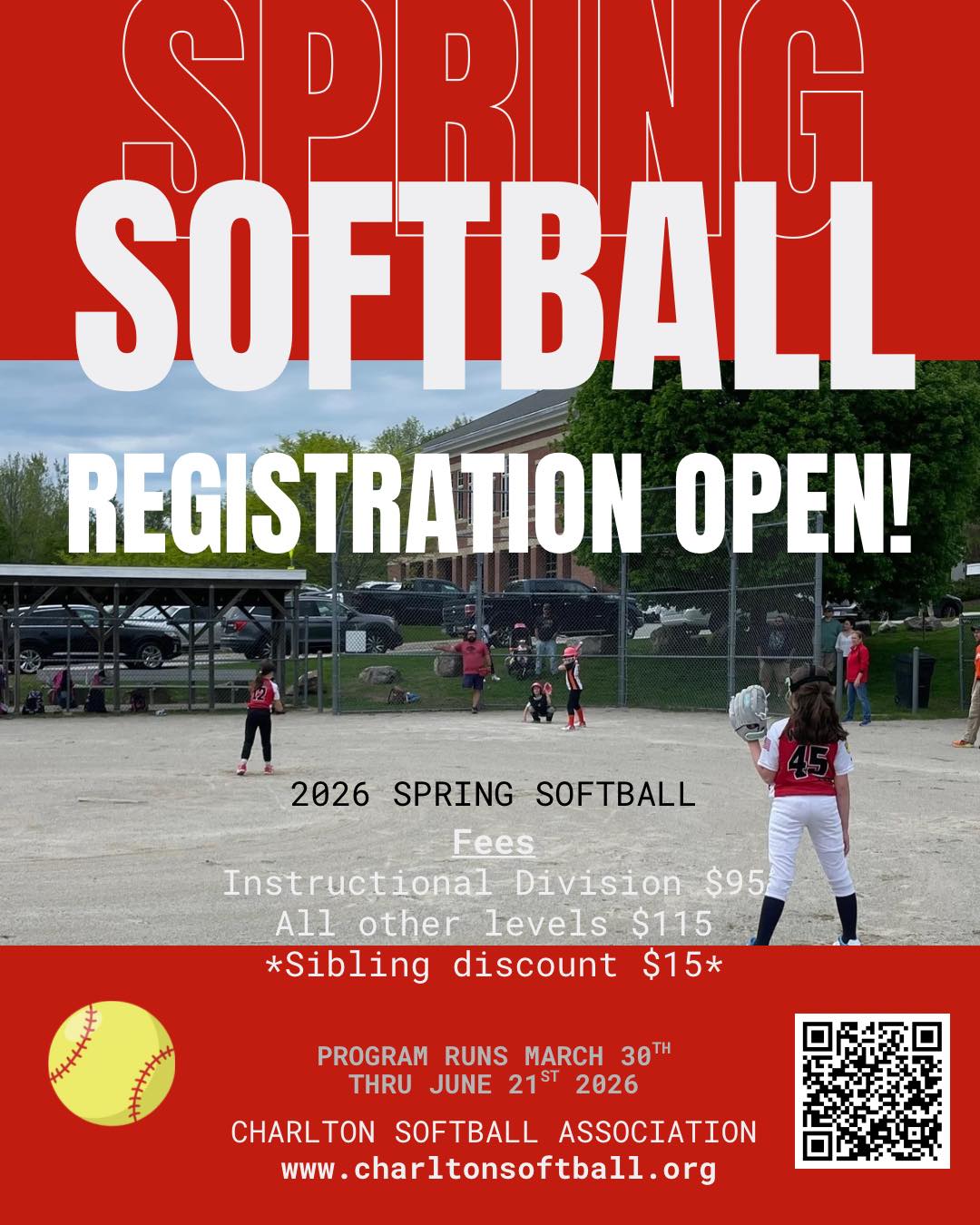Charlton - 📣REGISTRATION OPEN! The 2026 Spring Softball registration is ...