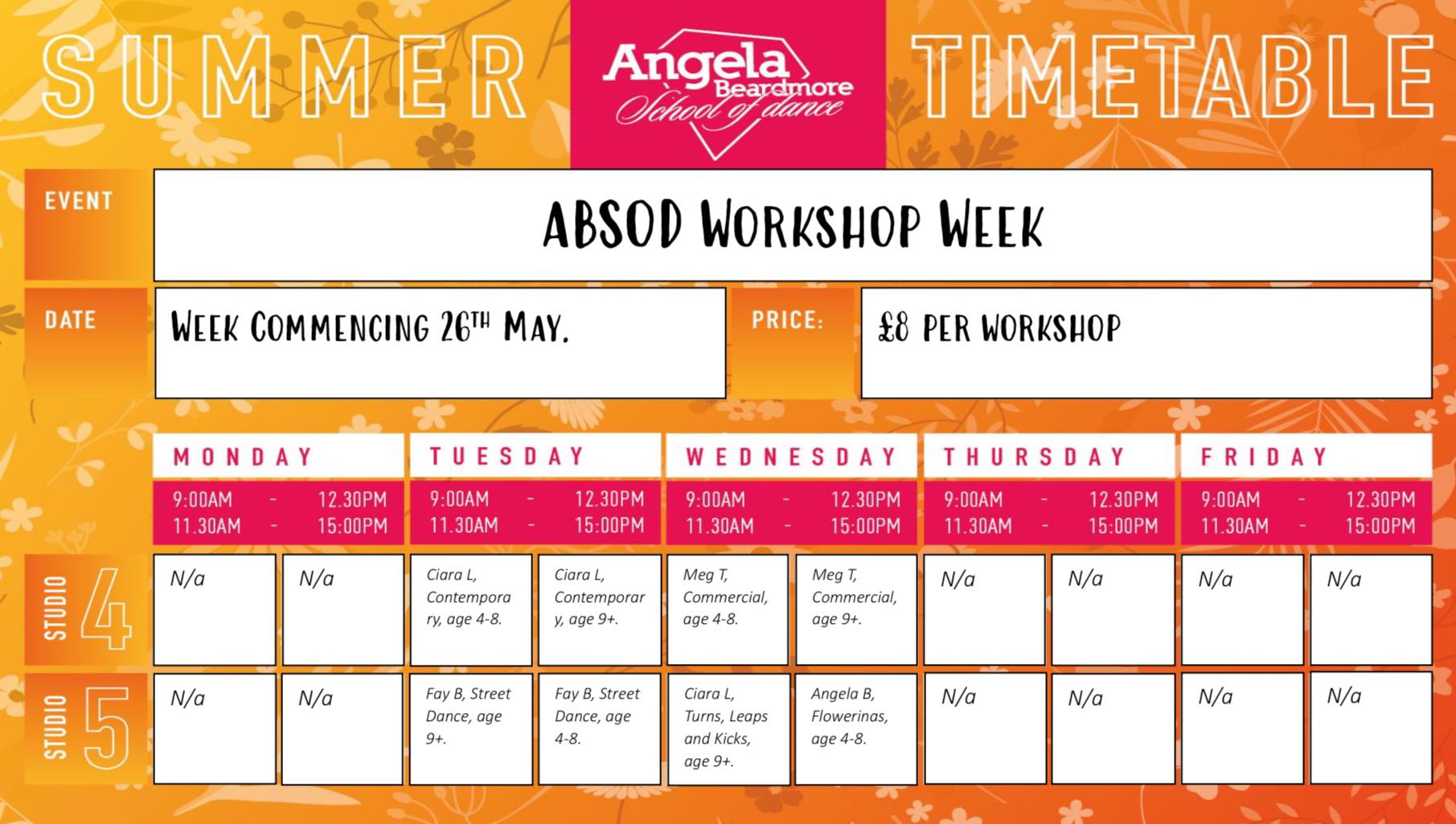 Angela - 🌟Updated🌟 Our workshop week timetable has been updated. Take a ...