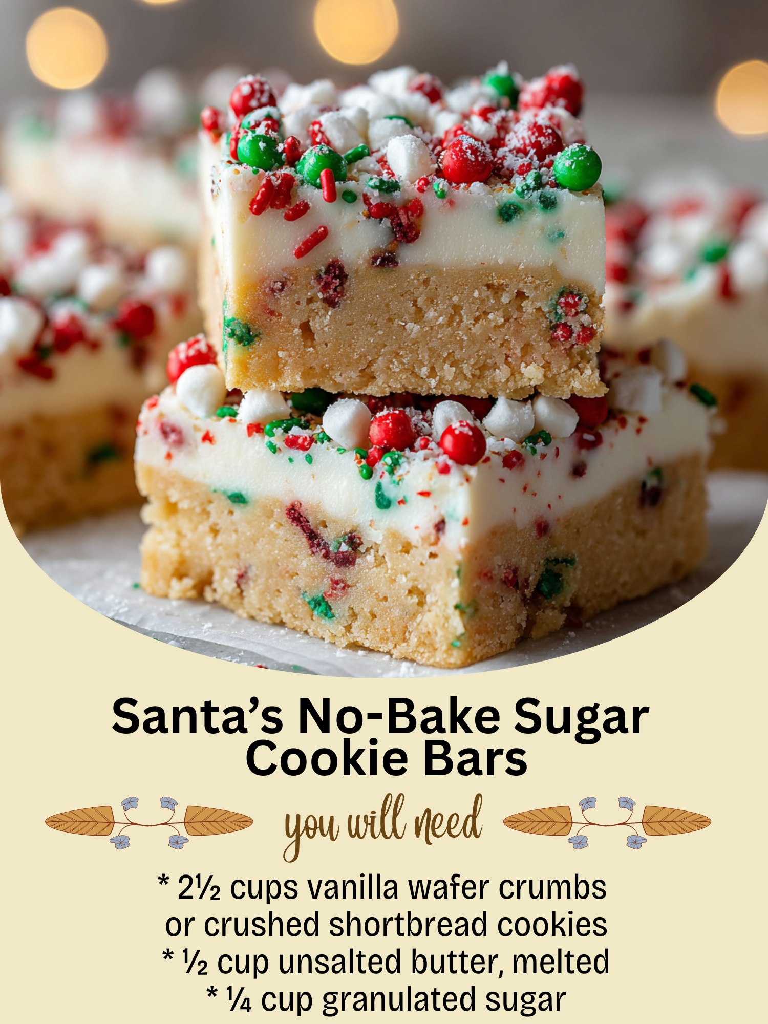 Grandma’s - 🎅🍪 Santa’s No-Bake Sugar Cookie Bars 🎄 Soft, buttery sugar ...
