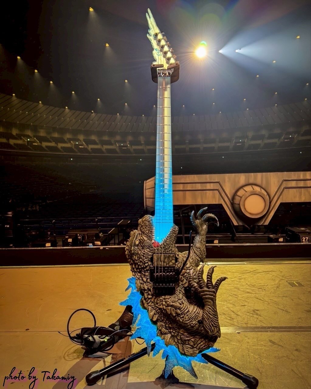 A 'GODZILLA MINUS ONE' guitar designed by Takashi Yamazaki has