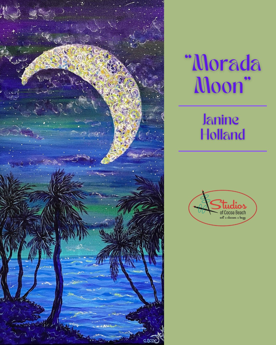 Full Moon Beach Painting in Islamorada, Florida Keys by Lynda Kanner