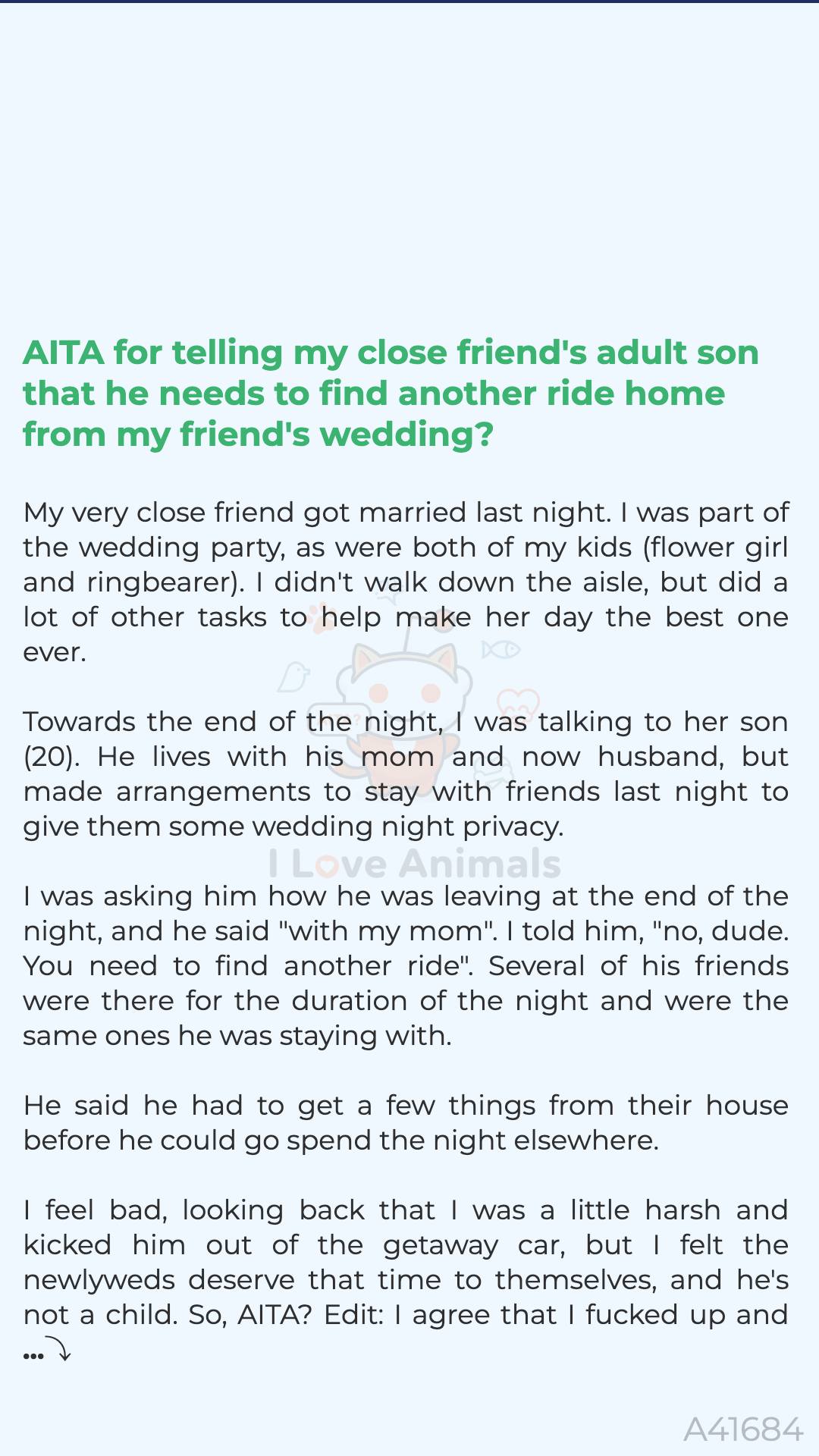 I Love - AITA 🚄 for 🏛 telling my close friend's adult son that he needs ...