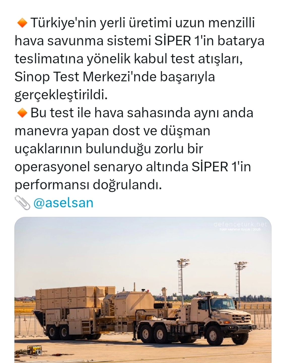 Yerli - SİPER 1'in kabul test atışları başarıyla gerçekleştirildi. 🔸 ...