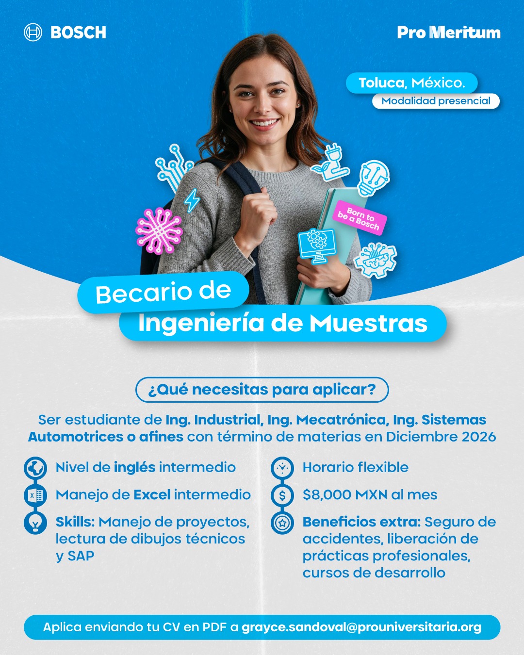 Pro - ¡Hola #Toluca ! 👋🩵 ¡Únete a #Bosch como practicante con Pro ...