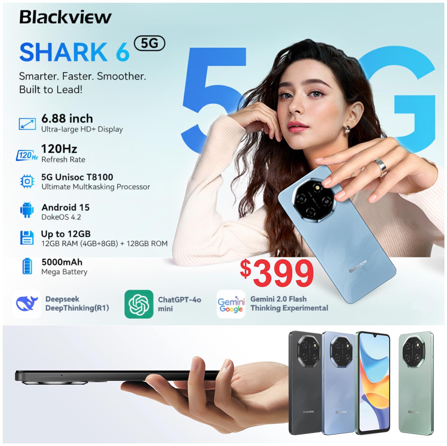 BLACKVIEW SHARK 6 (5G) Phone - $399 The Blackview SHARK 6 is