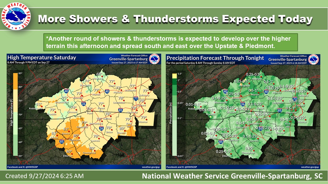 US - More showers and thunderstorms will develop across our area today ...
