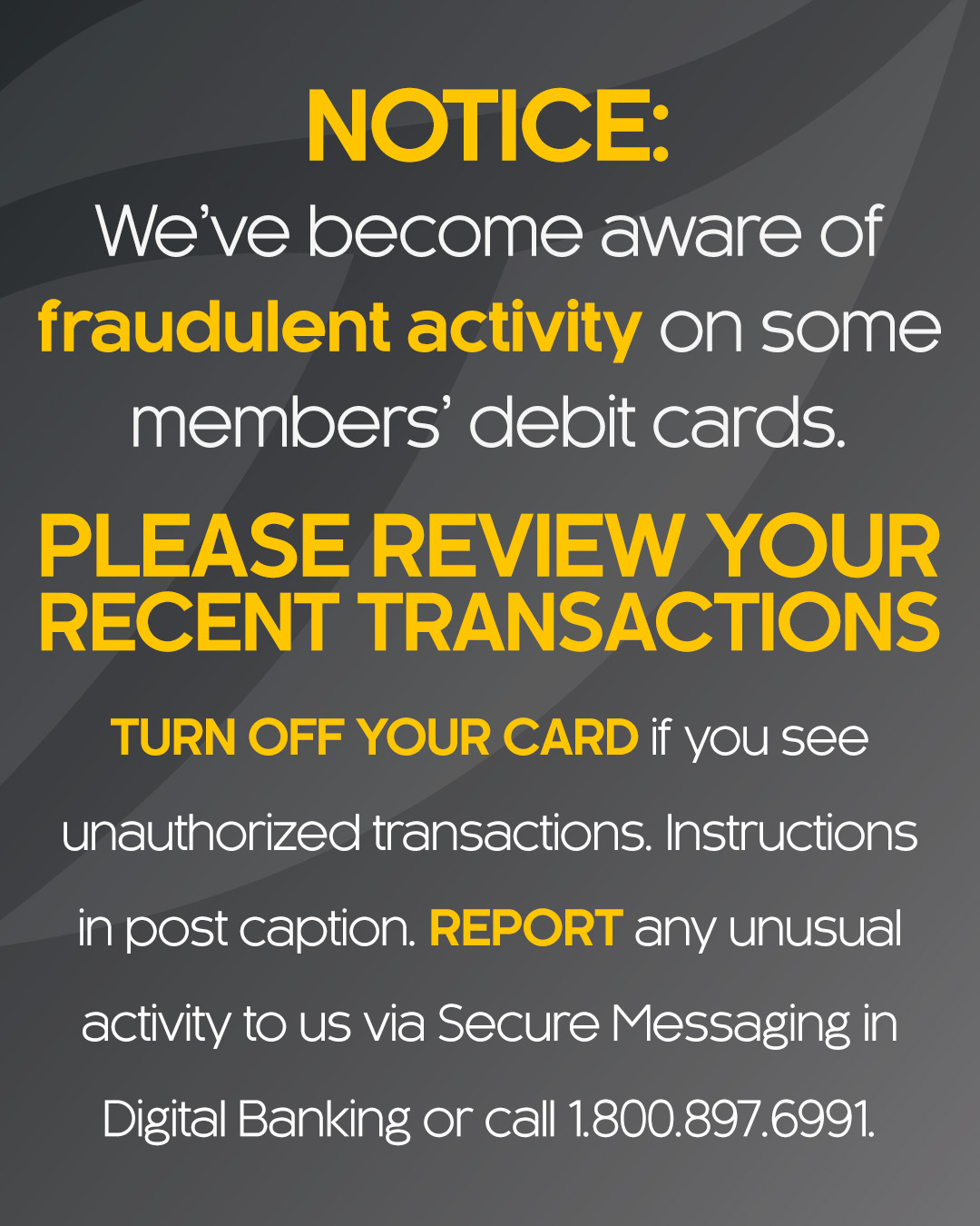Truity - ⚠️ Debit Card Alert ⚠️ We’ve received reports of unauthorized ...