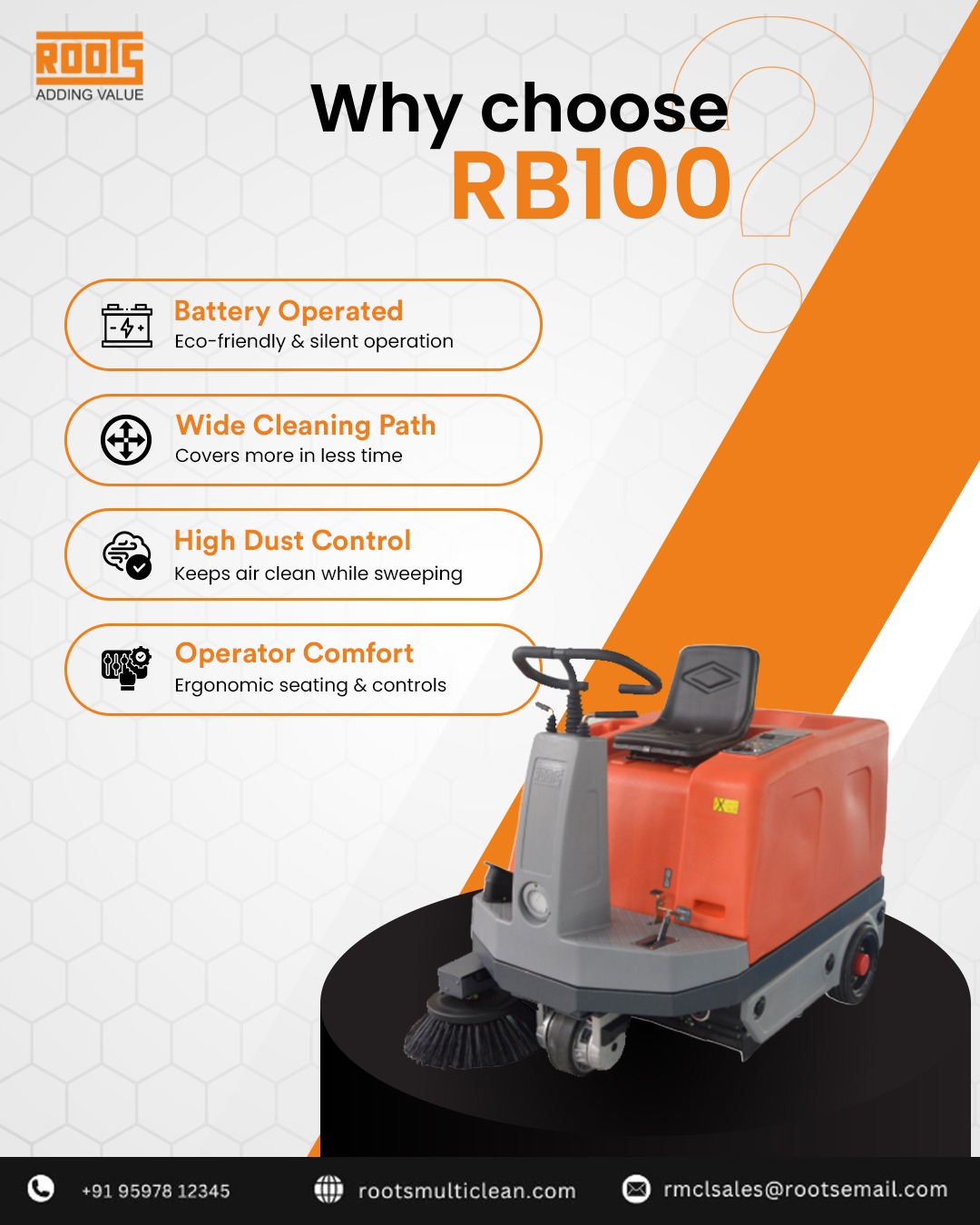 Why choose the RB100 Ride-On... - Roots Multiclean Ltd | Facebook