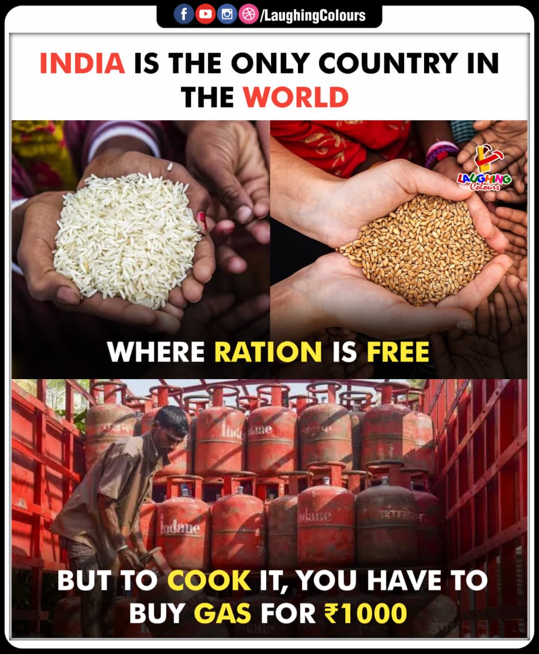 Laughing - Free ration, costly gas 😤 #India #RationScheme #GasPrice # ...