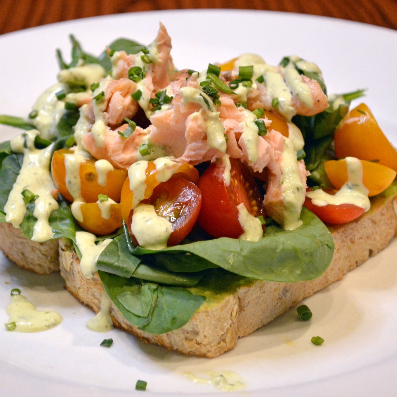 Miss - OMEGA-3 AVOCADO TOAST Avocado Mash, Flaked Salmon, Spinach & Tri ...