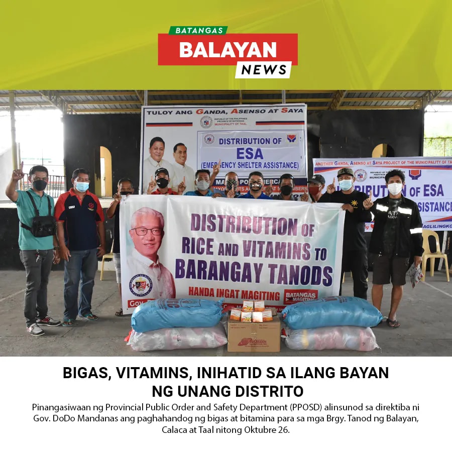 Balitang Balayan - BIGAS, VITAMINS, INIHATID SA ILANG BAYAN NG UNANG ...