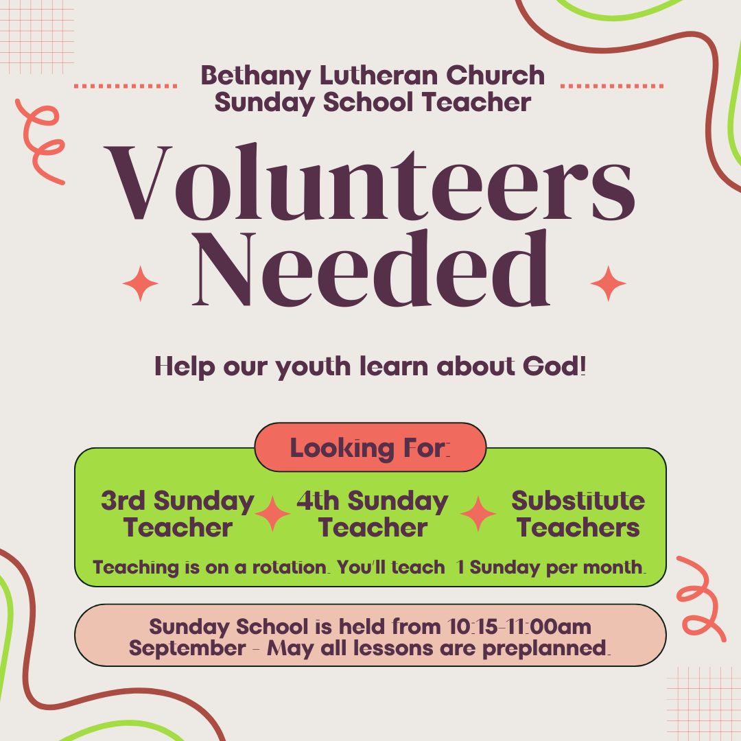 Sunday School Starts at Bethany... - Bethany Lutheran Church | Facebook