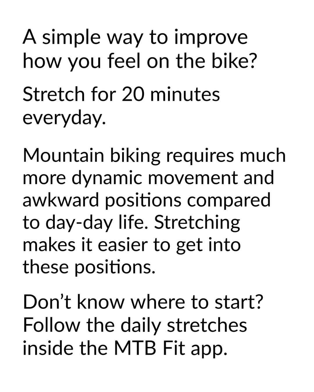 MTB - Stretch more. Feel better. Access the stretches inside MTB Fit on ...