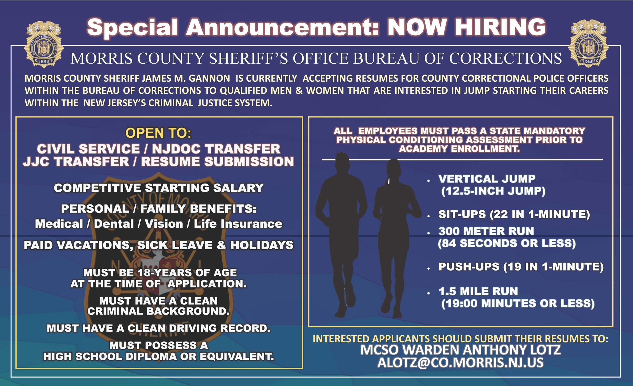Morris - NOW HIRING -- MORRIS COUNTY SHERIFF’S OFFICE BUREAU OF ...