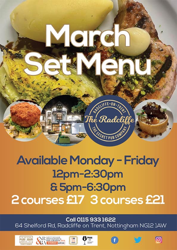 The Radcliffe - Our great value, delicious Set Menu is...