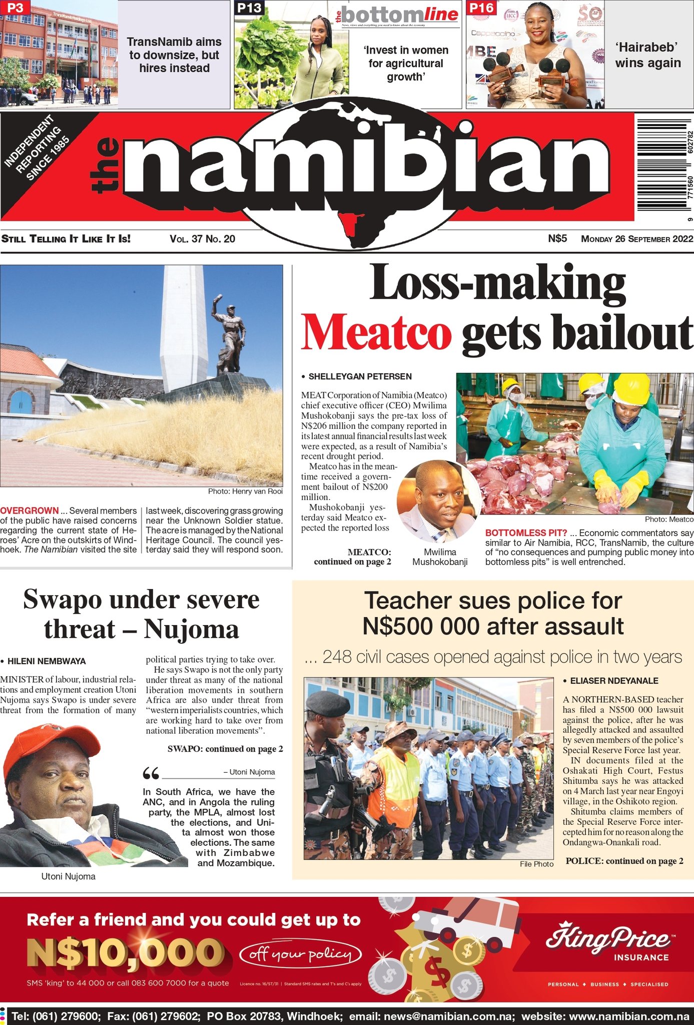 The Namibian - TODAY IN HISTORY - 26 September 2022 | Facebook