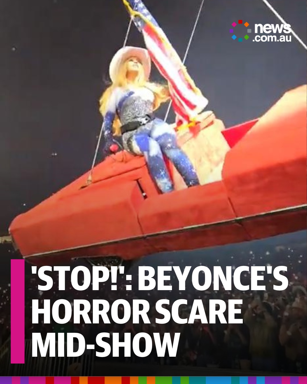 News.com.au - Queen Bey was unharmed despite the precarious situation ...