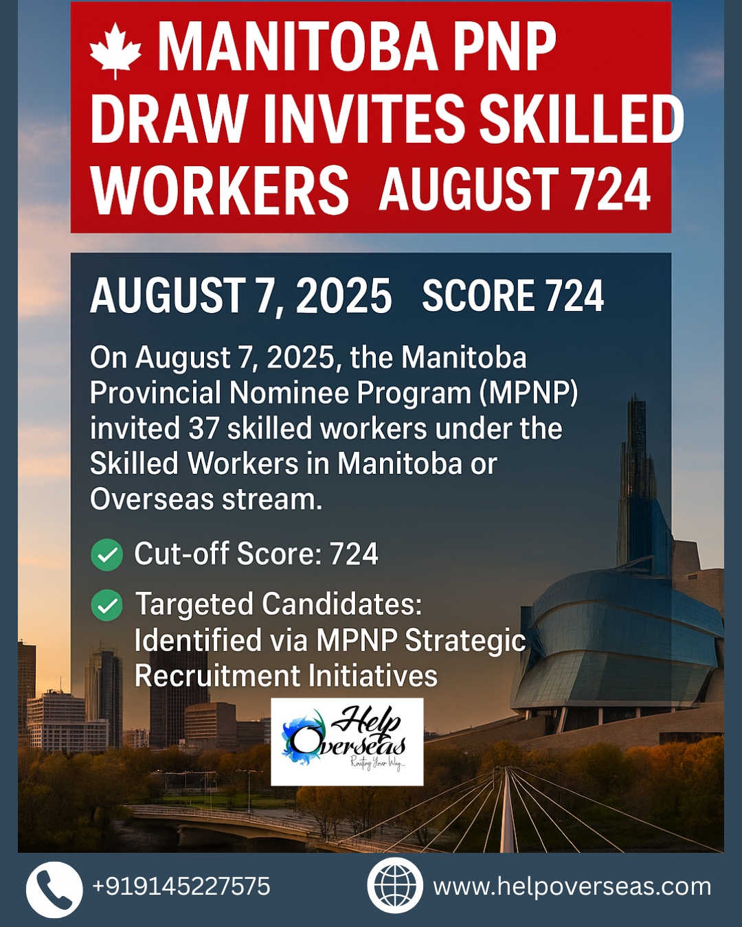 HelpOverseas - 🇨🇦 Manitoba PNP Draw – August 7, 2025 Manitoba has ...