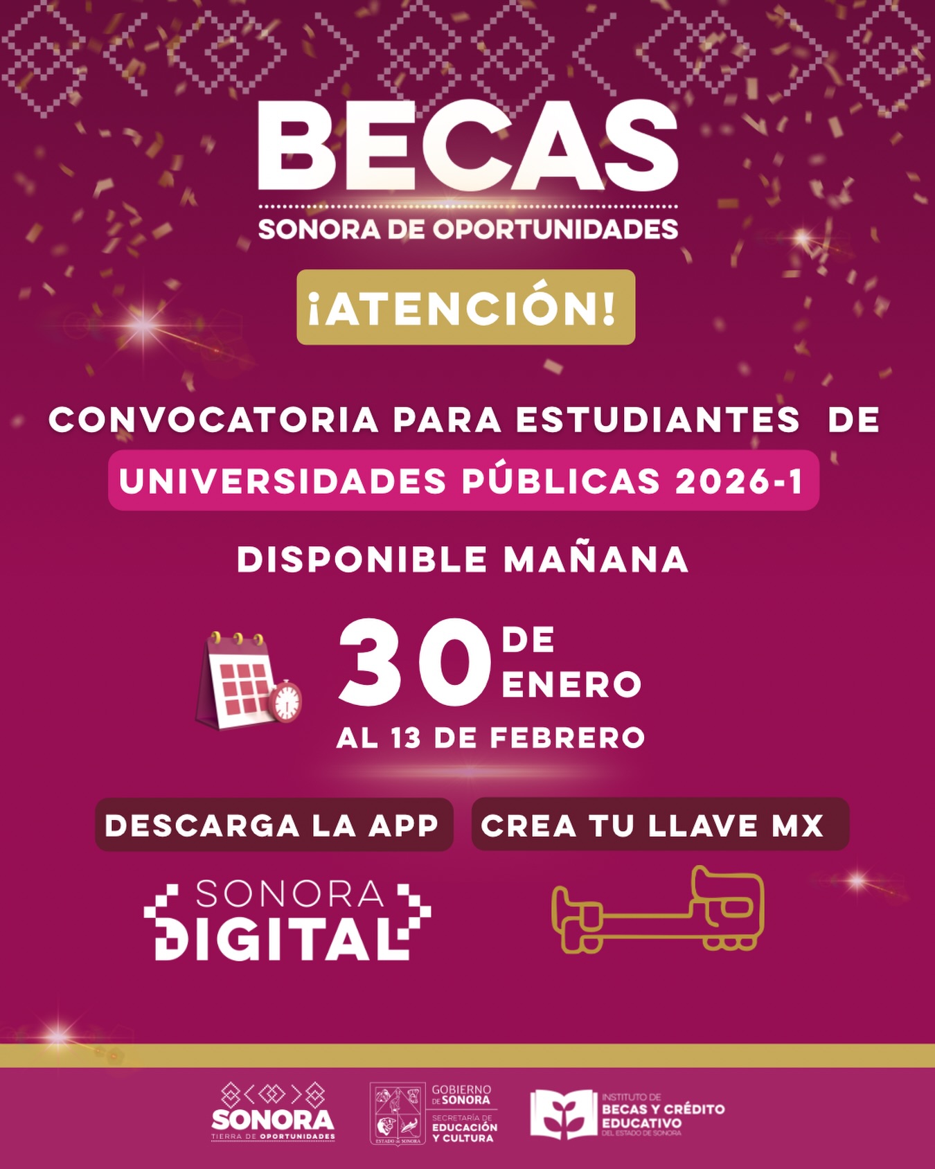 🎓 Mañana inicia la convocatoria Becas Sonora de Oportunidades 2026-1 ...