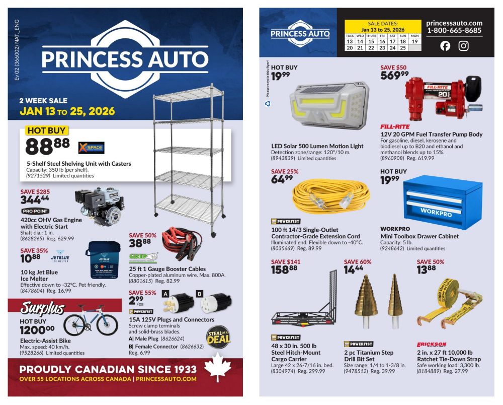 Find out the NEW DEALS at PRINCESS AUTO🎯🛒 Valid from January 13