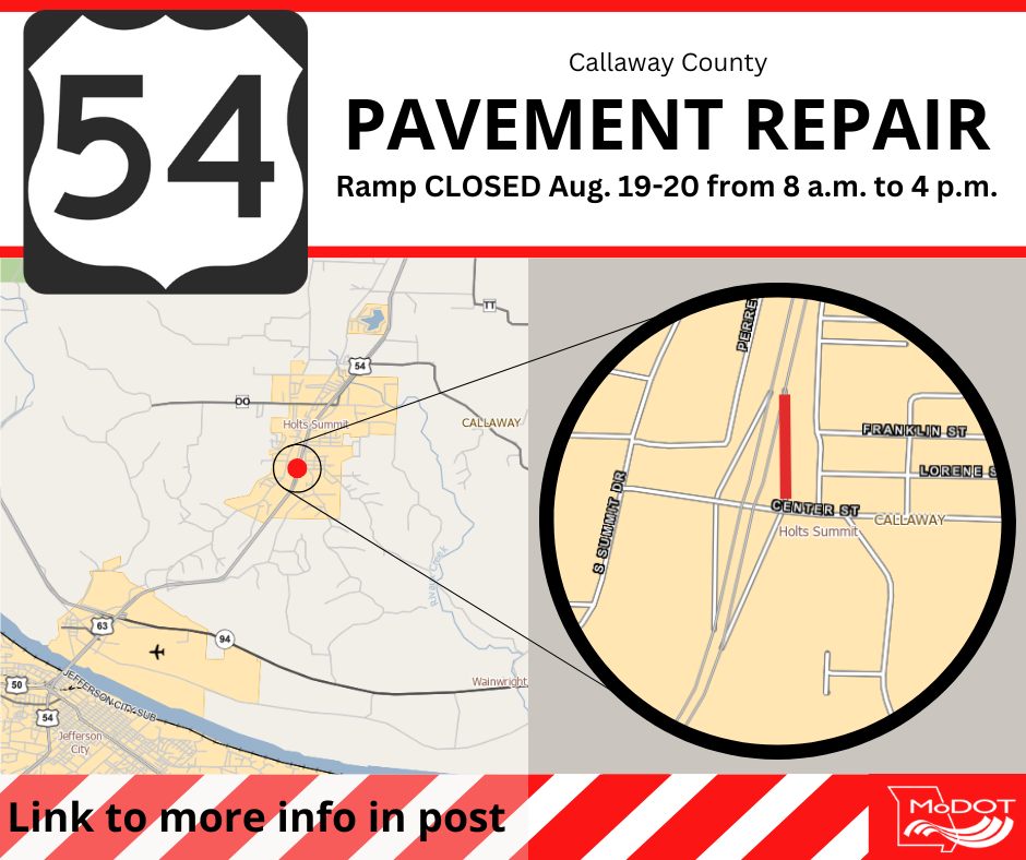 MoDOT - ⚠️ The ramp from Center Street to eastbound U.S. Route 54 in ...