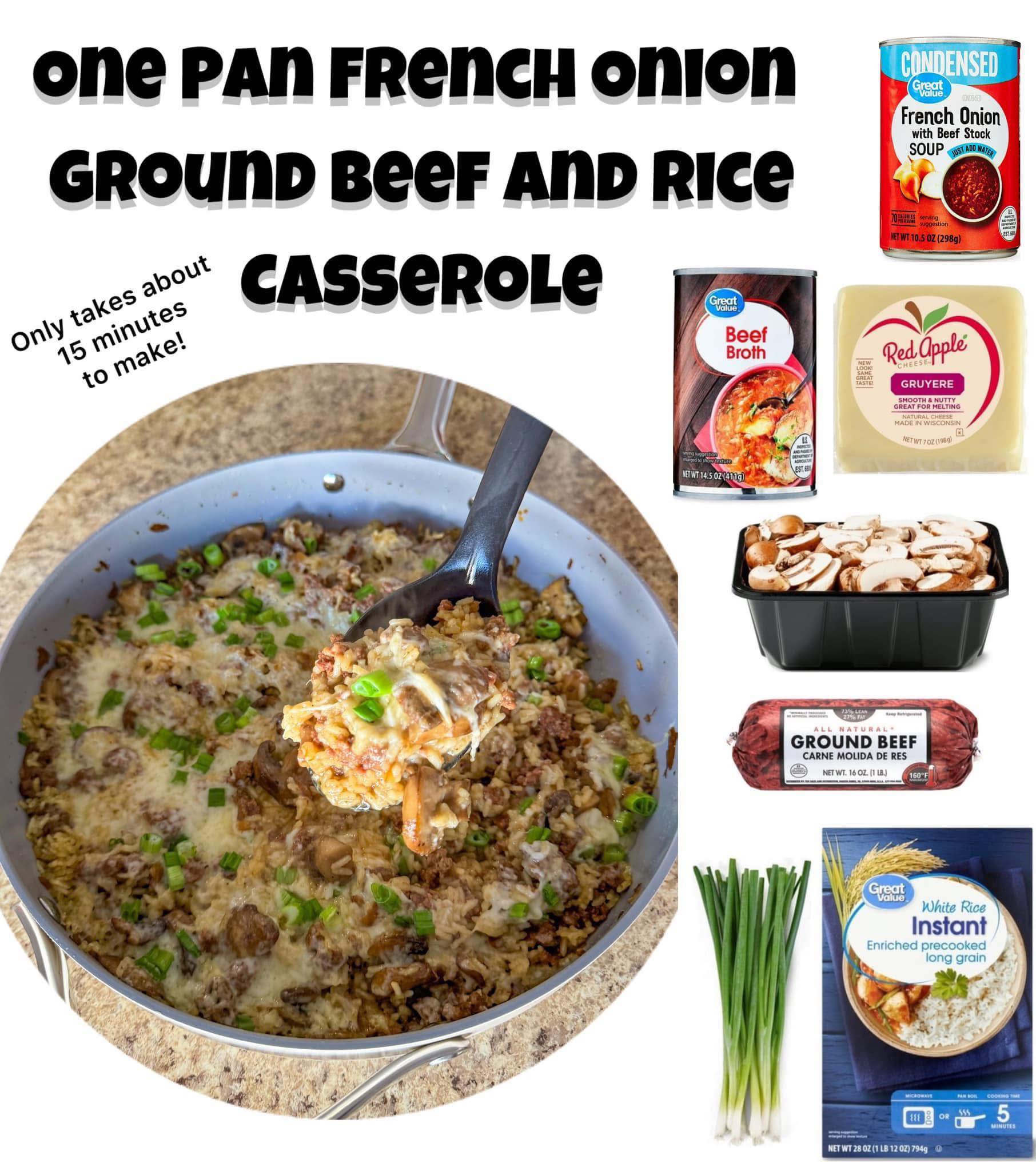 Andrea - One Pan French Onion Ground Beef and Rice... | Facebook