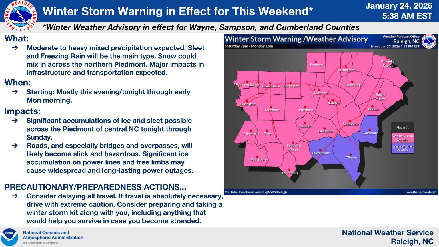 US - Winter Storm Warnings in Effect for most of Central North Carolina ...