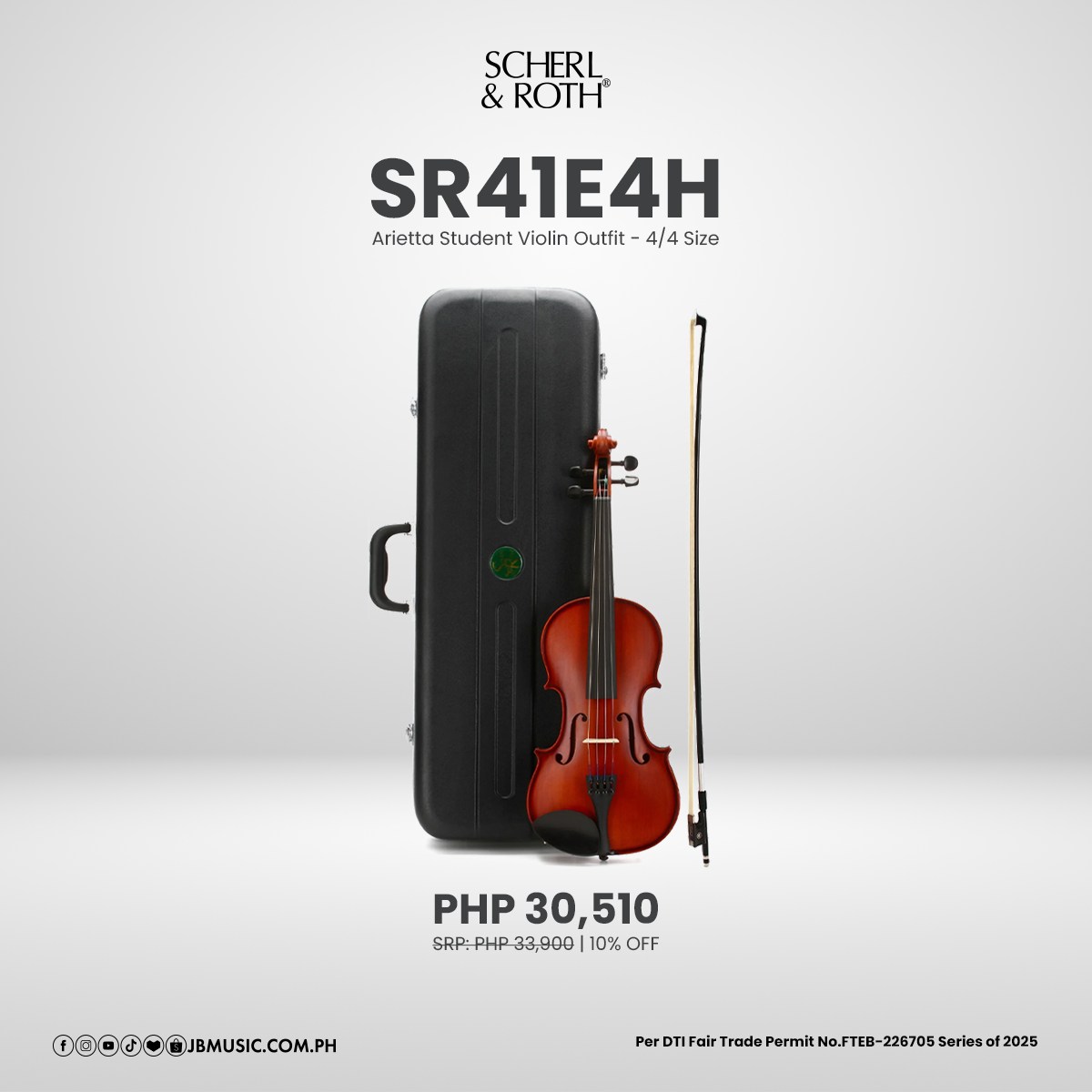 The Scherl & Roth SR41E4H 4/4 Violin is a finely crafted