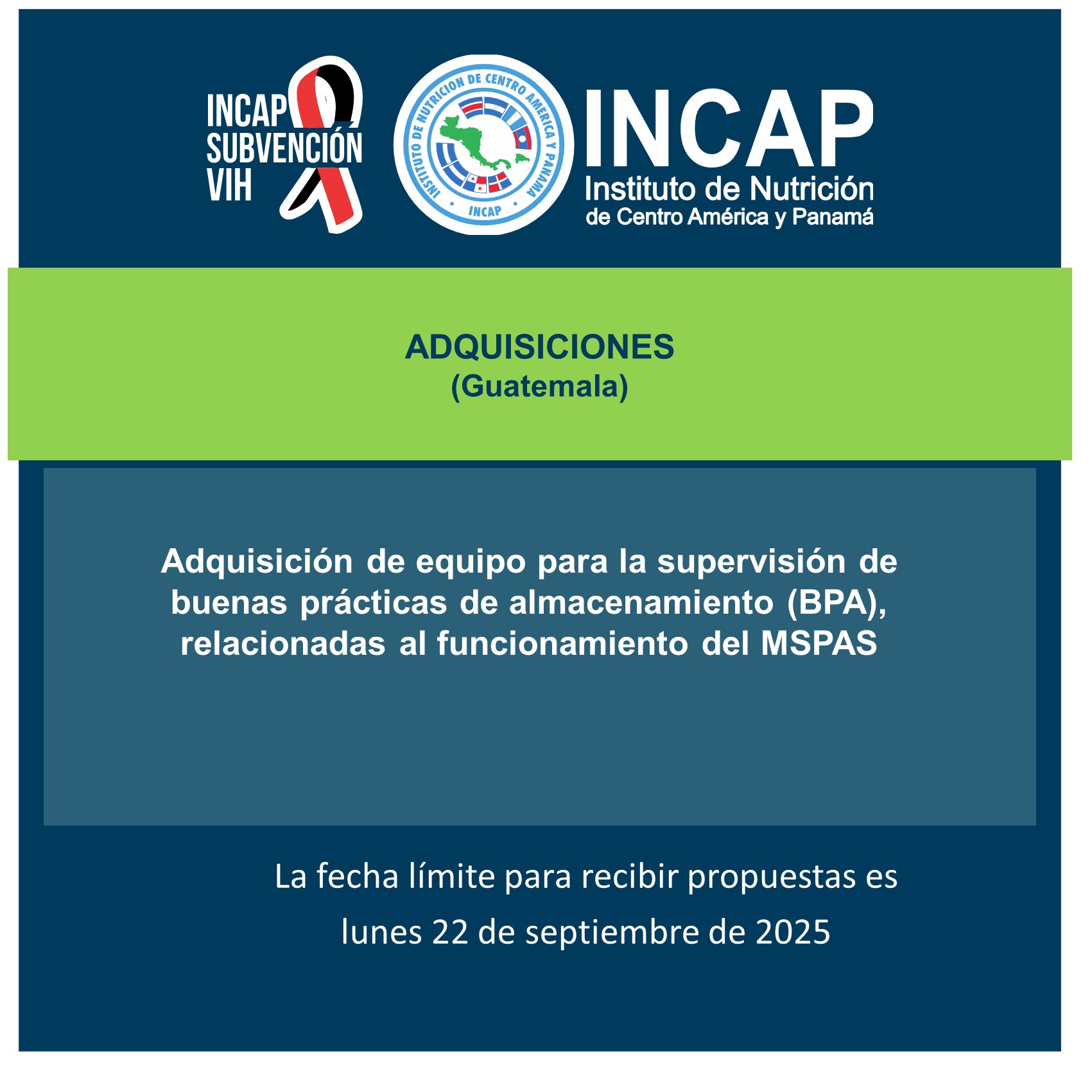 INCAP - ADQUISICIÓN Los términos de referencia se encuentran ...