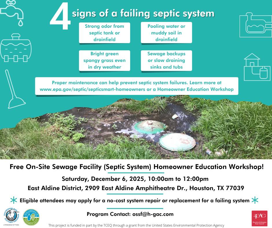 -Free Septic System Workshop. Join... - East Aldine District | Facebook