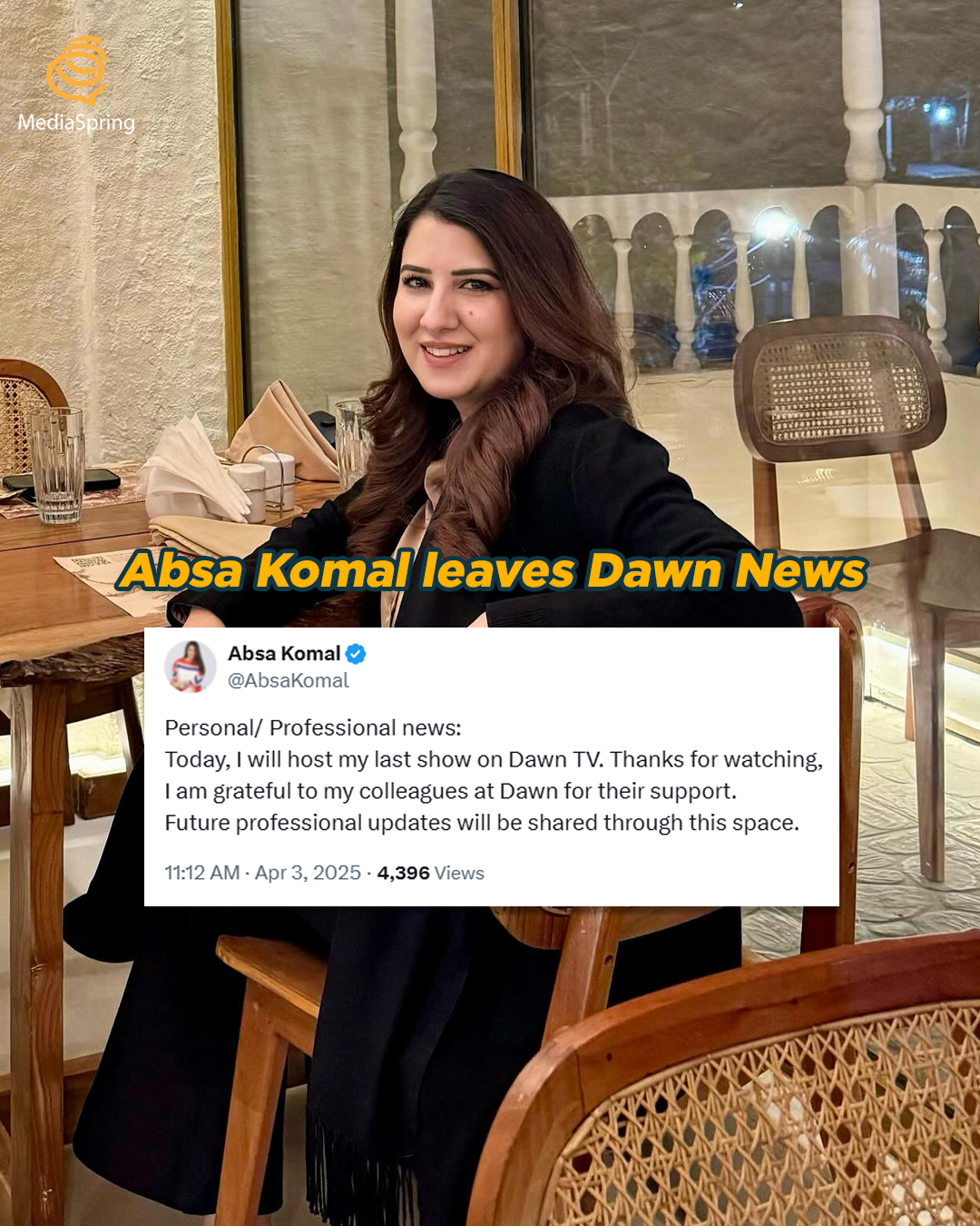 MediaSpring - In a surprise move, Absa Komal announced her departure ...
