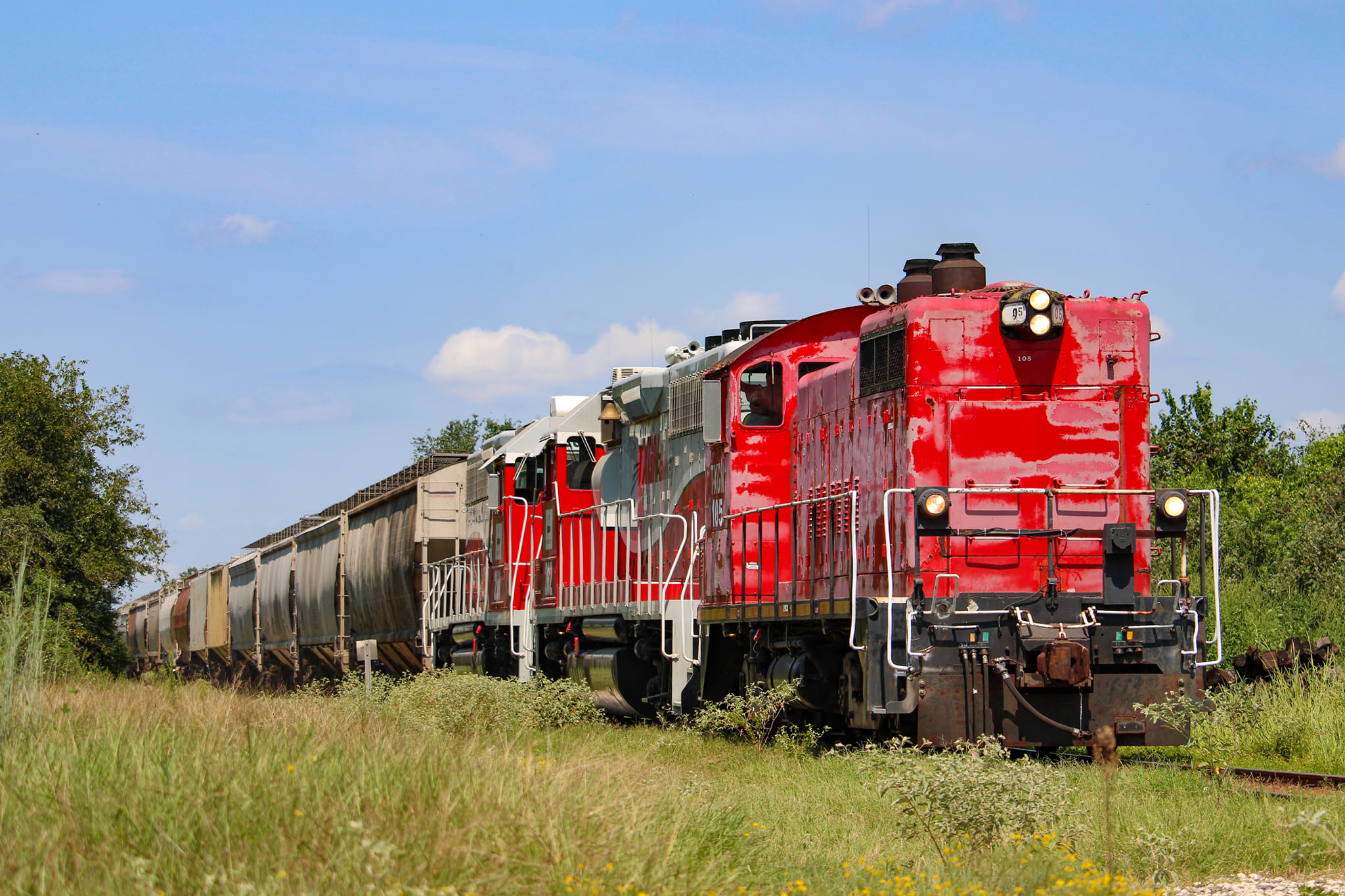Rebuilt EMD SW9 locomotive in Houston, TX