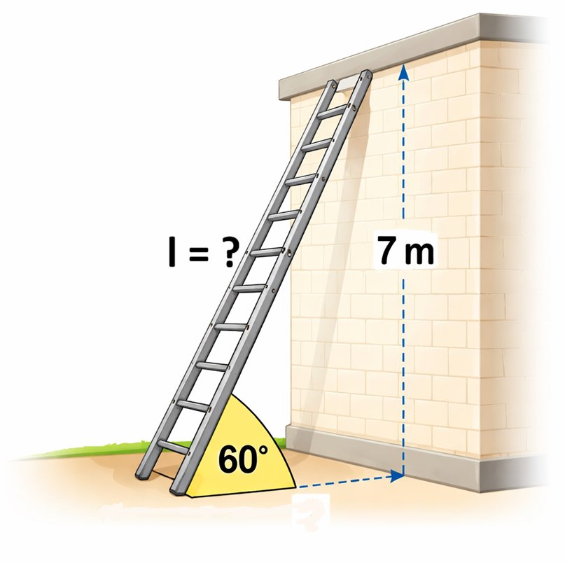 Maths - A ladder leaning against a wall makes an angle of 60° with the ...