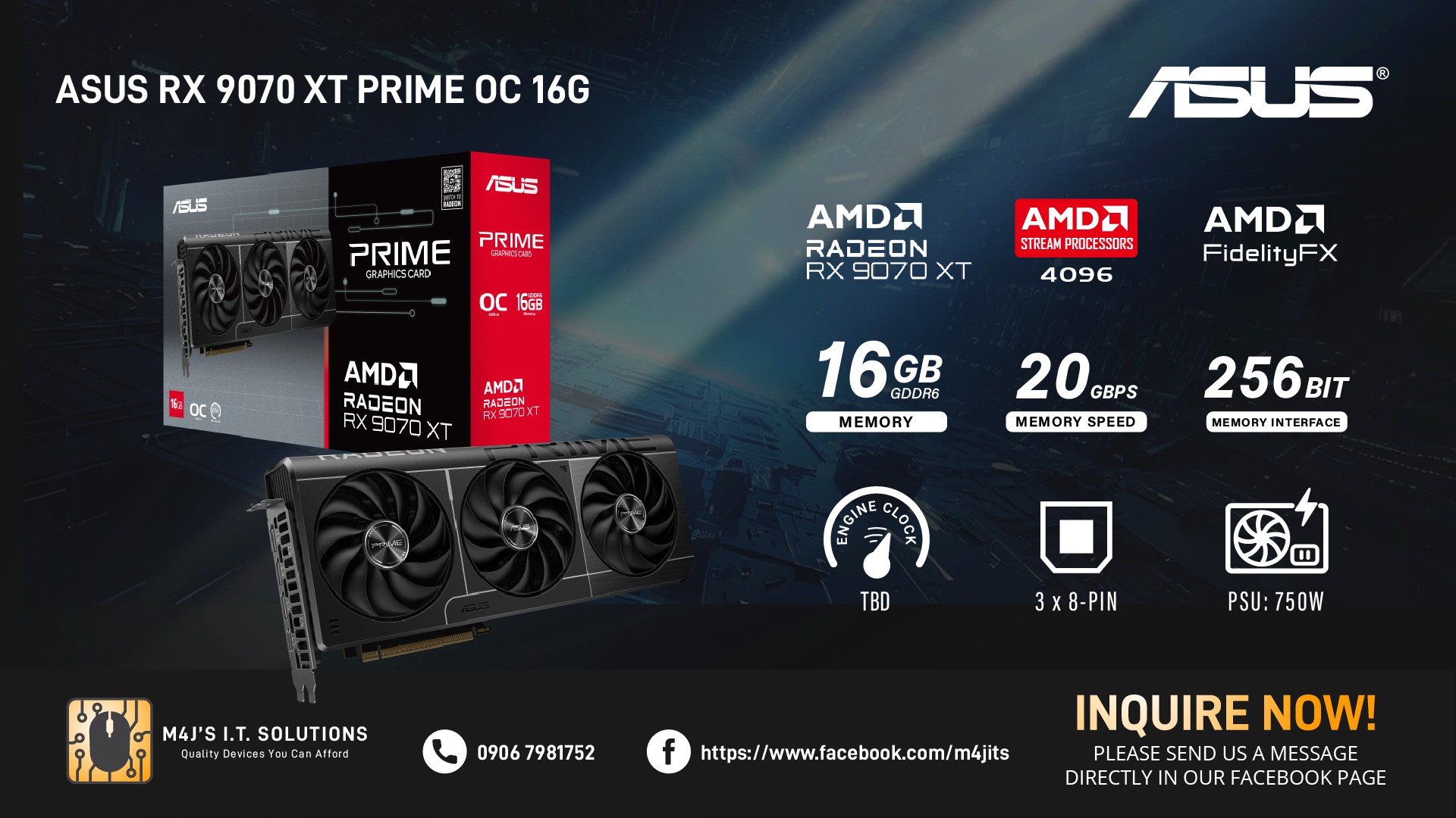 M4J's IT Solutions - ‼️ RESTOCKING ‼️ 🔥 ASUS RX 9070 XT PRIME OC 16G ...