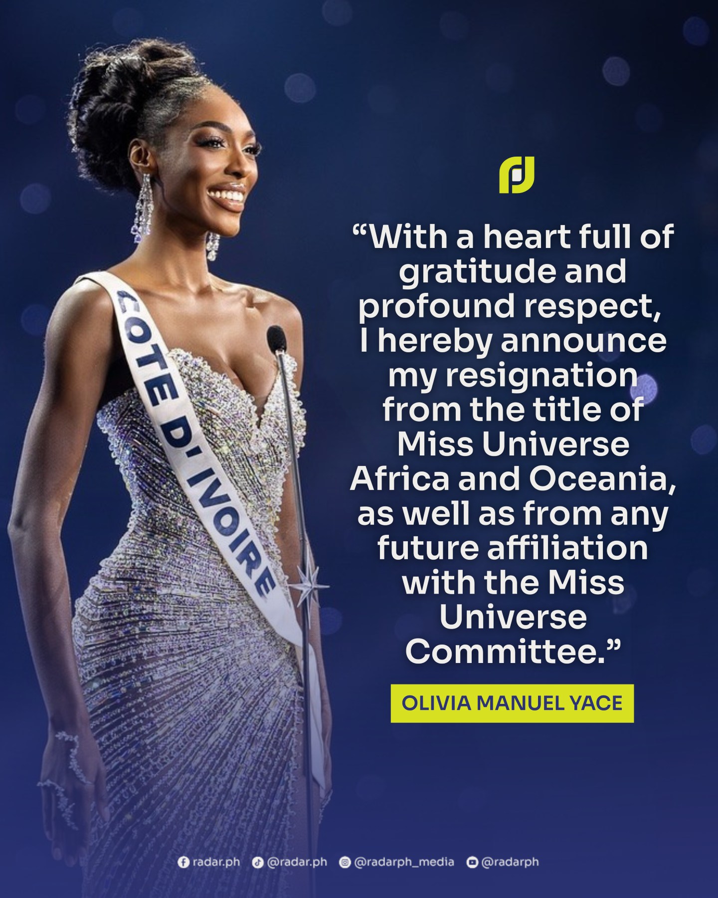radar.ph - Miss Côte d’Ivoire steps down from Miss... | Facebook