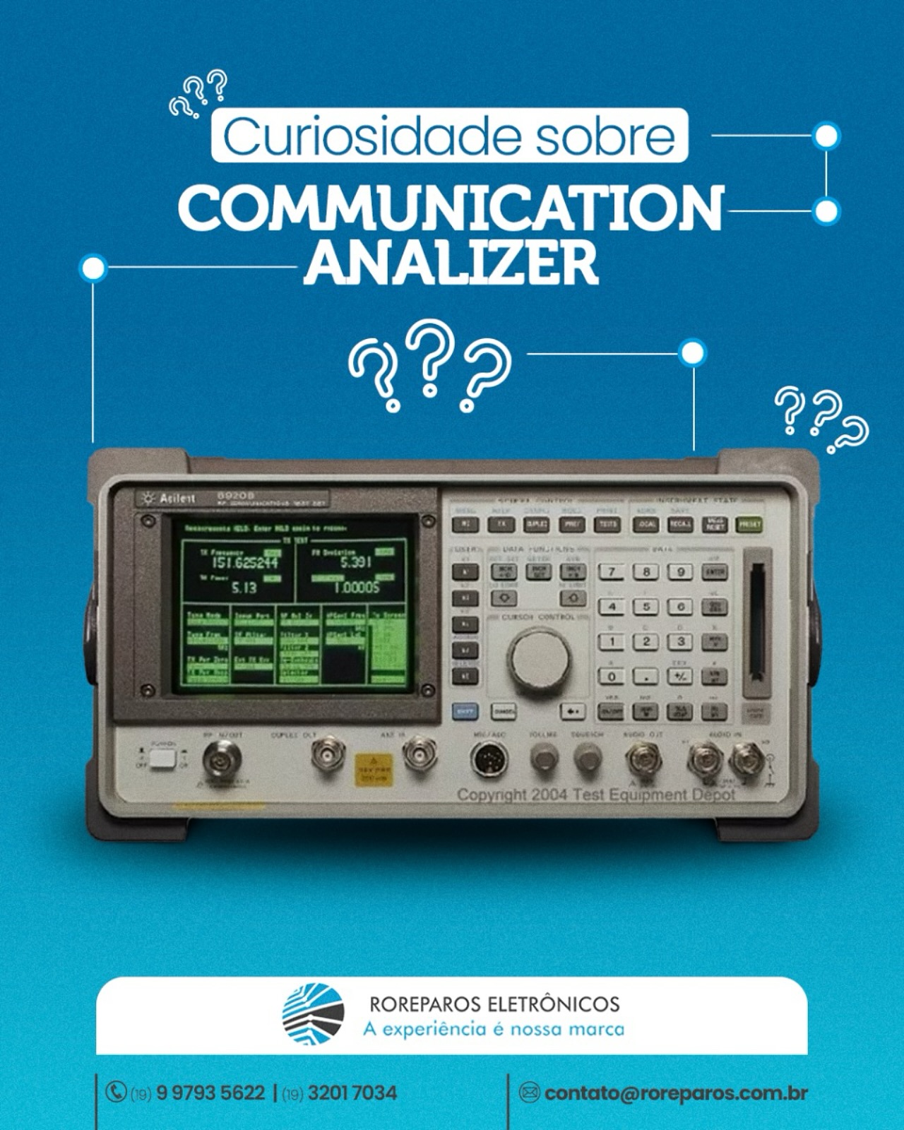 RO - O Communication analyzer, utilizado em laboratórios para reparos ...