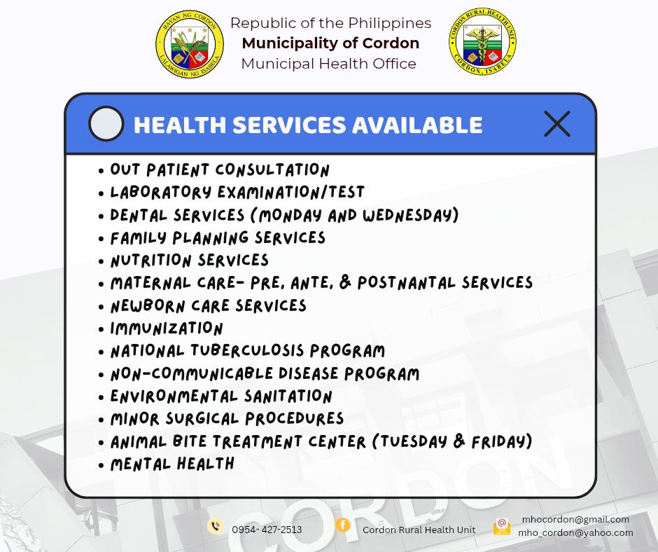 Below are enumerated Health... - Cordon Rural Health Unit | Facebook