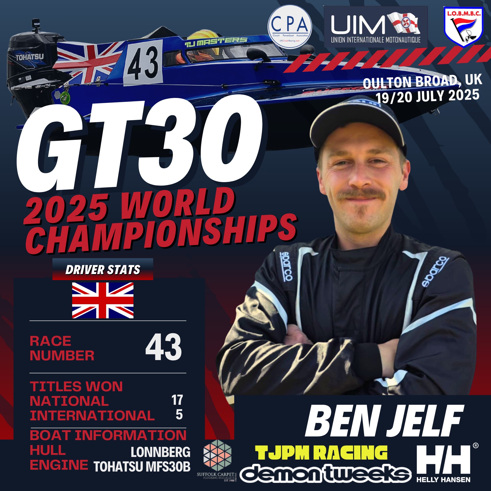 Lowestoft - Ben Jelf, a renowned powerboat racer with an impressive ...