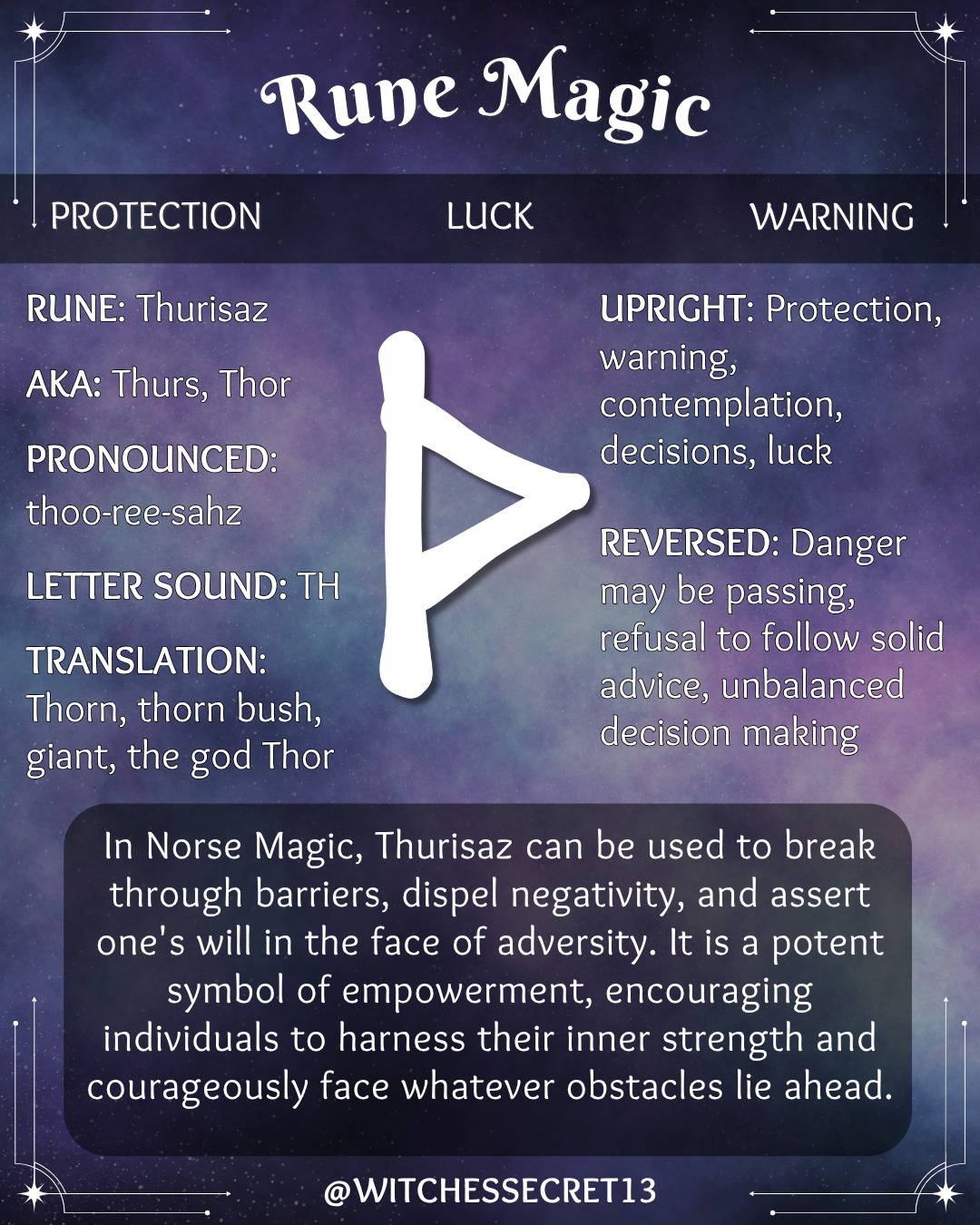 The rune Thurisaz speaks of powerful... - The Witches Secret | Facebook