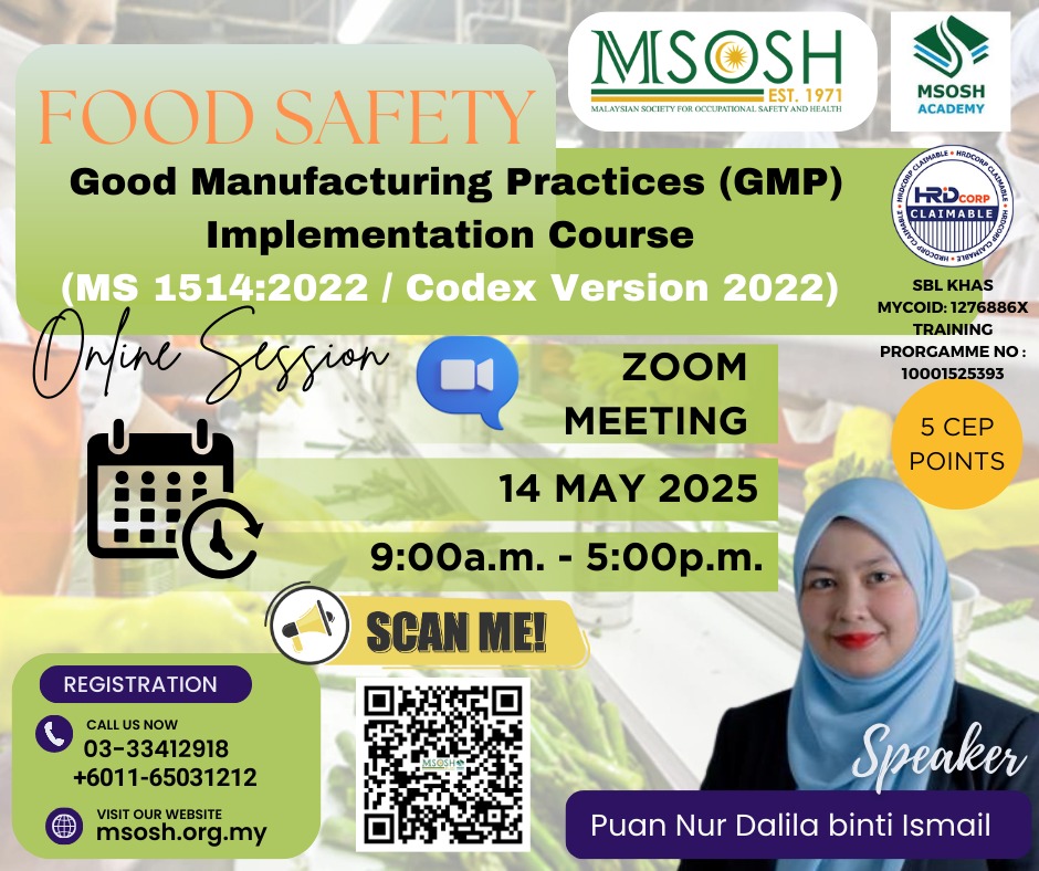 MSOSH - ‼️UPCOMING MAY TRAINING‼️ . 📌 Food Safety Good Manufacturing ...
