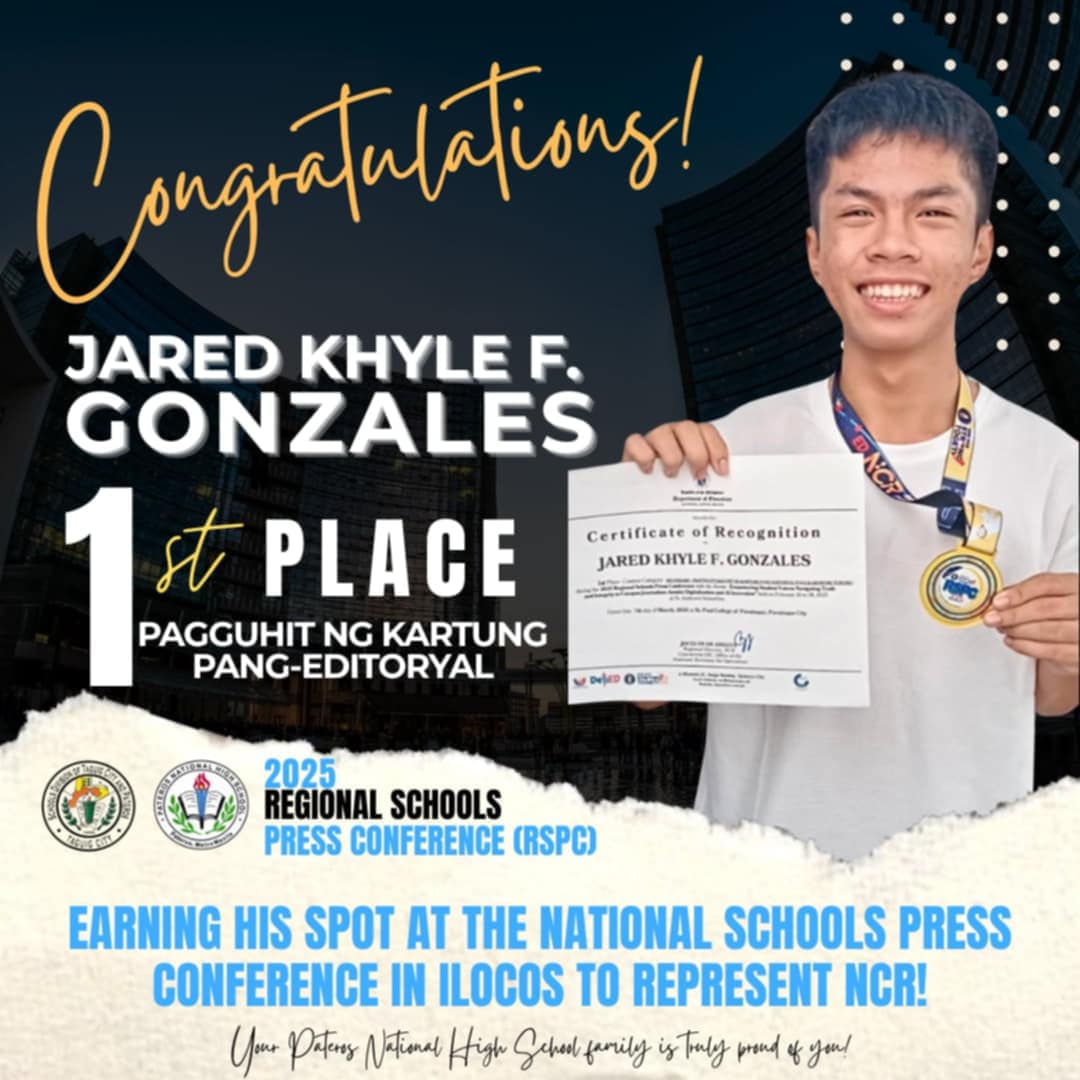 Pateros National High School - Congratulations to Jared and the team ...