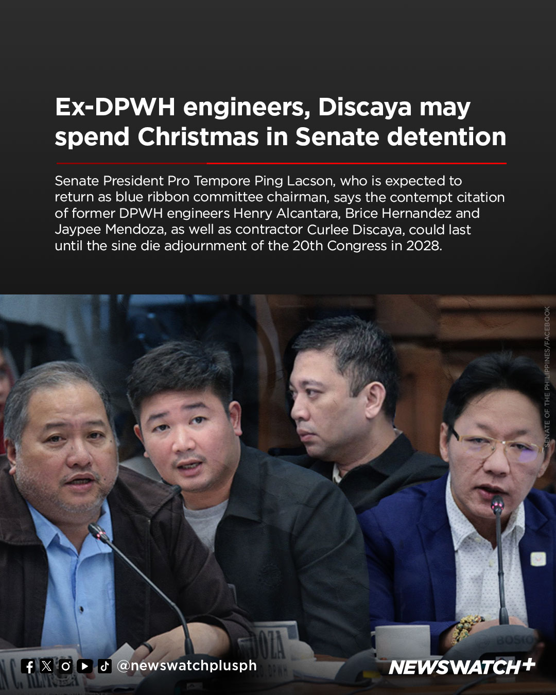 NewsWatch - EX-DPWH ENGINEERS, DISCAYA MAY SPEND CHRISTMAS IN SENATE ...
