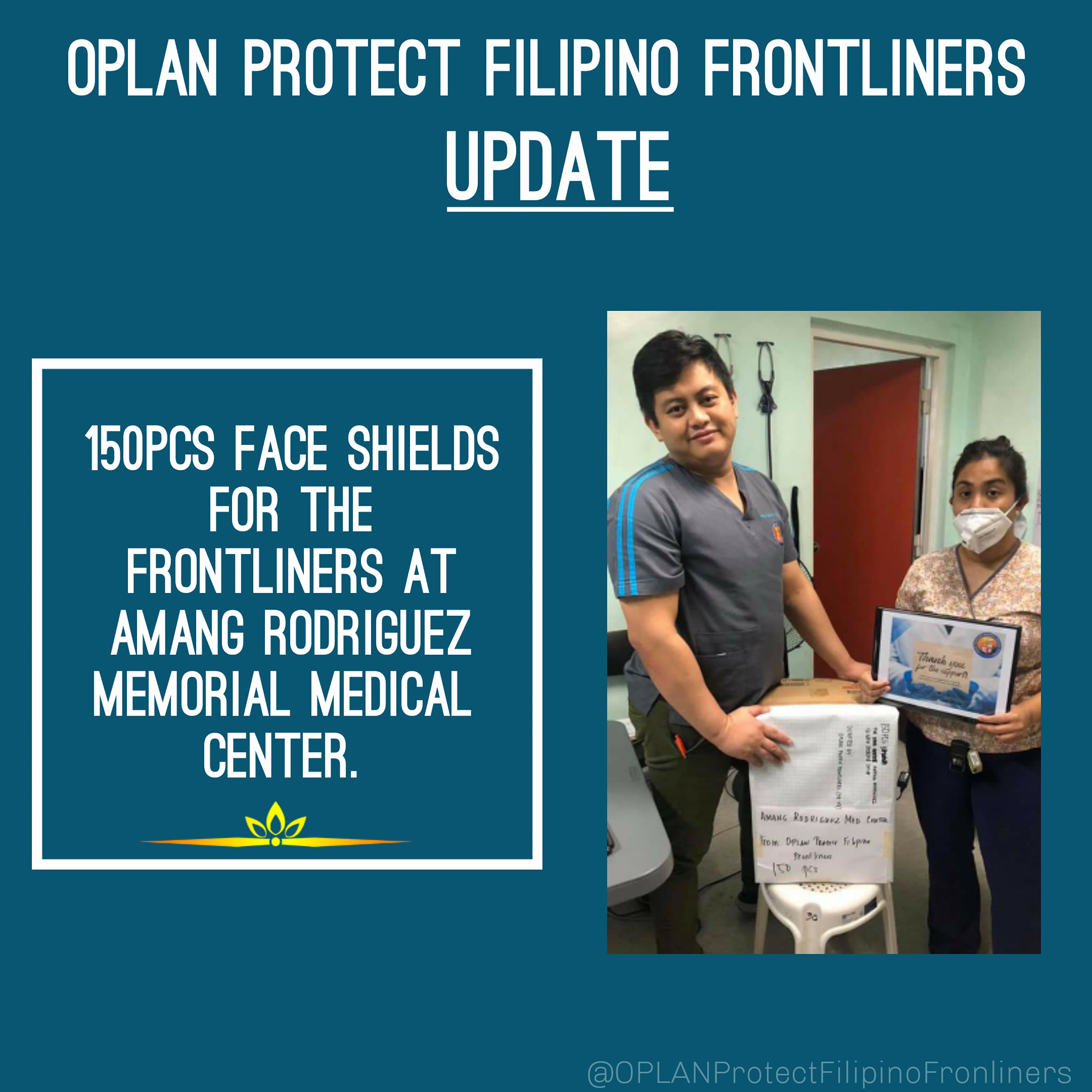 OPLAN Protect Filipino Frontliners - UPDATE: 150 pcs face shields for ...
