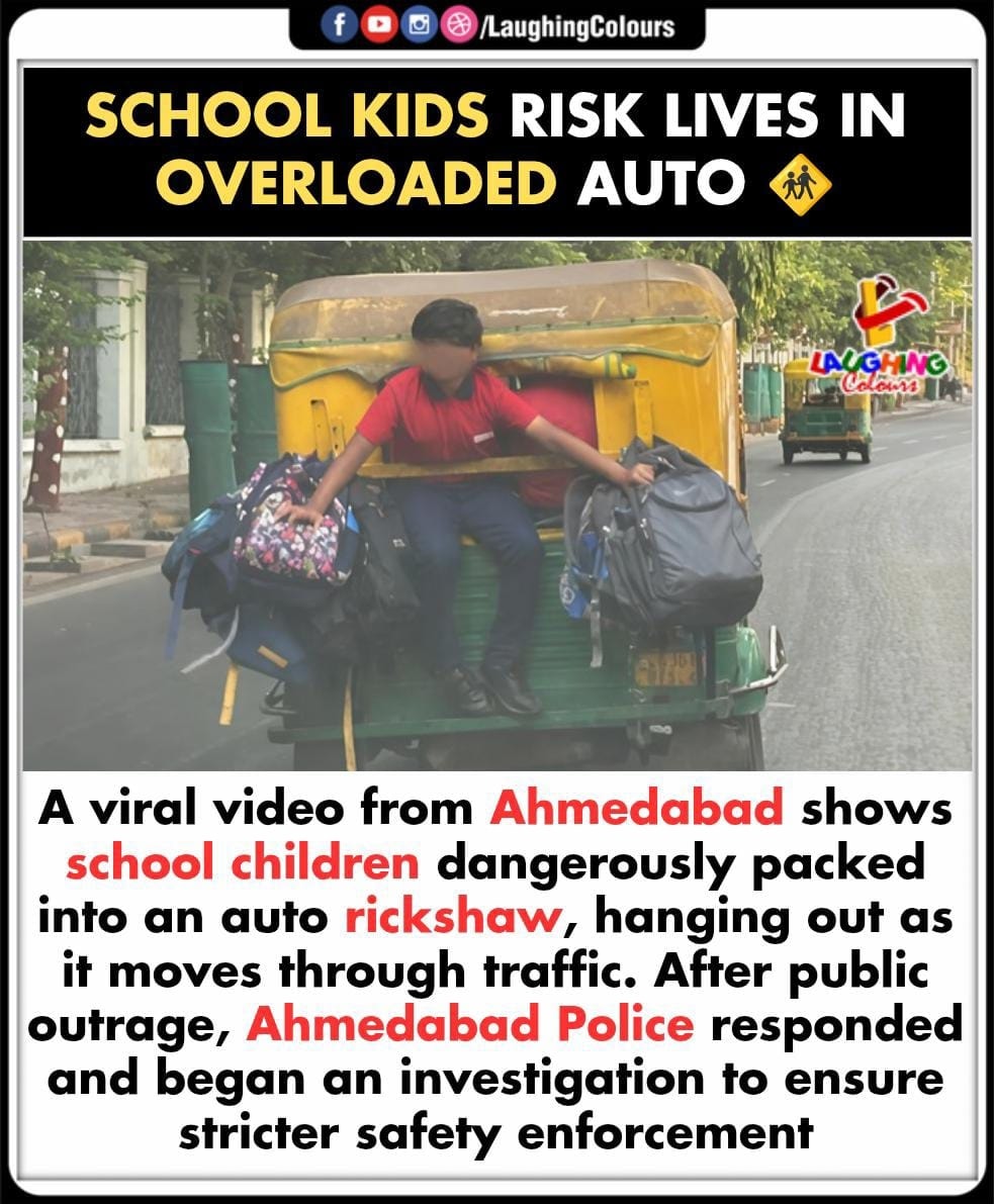 Kids risk lives in auto 🚸 #Ahmedabad... - Laughing Colours | Facebook
