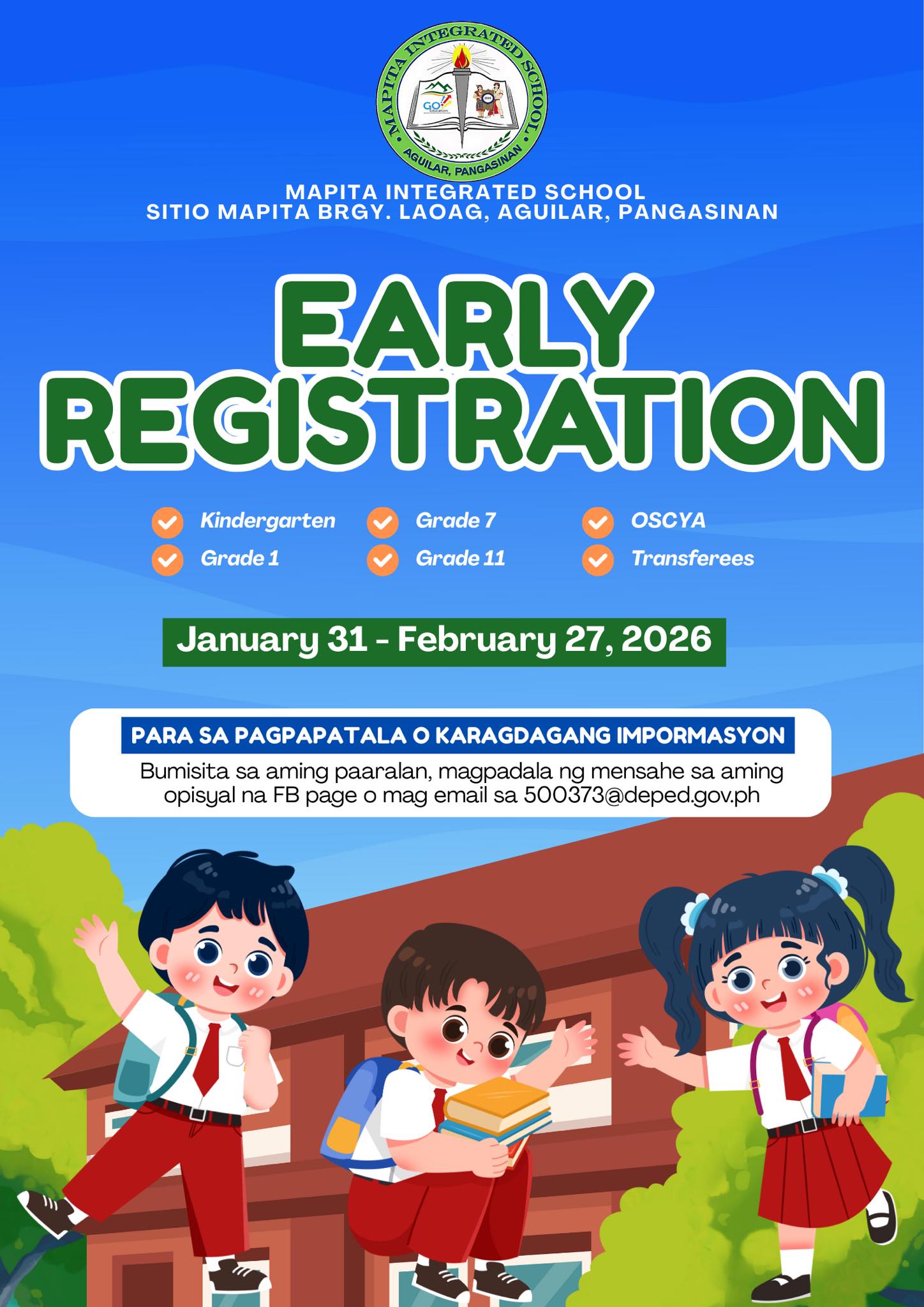 DepEd - 📣 EARLY REGISTRATION School Year 2026–2027 In line with DepEd ...