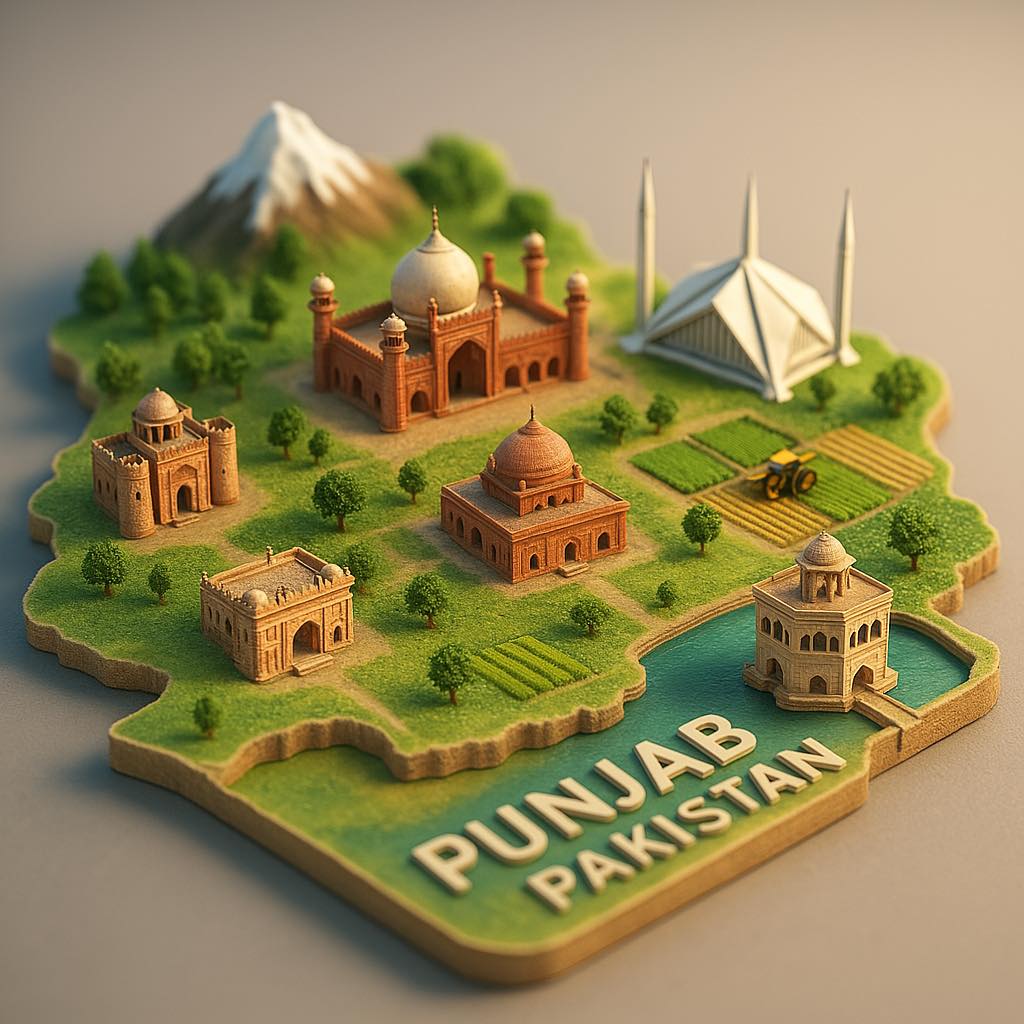 Qaisar - UrduAi Prompt: A 3D tilt-shift thumbnail of the small province ...