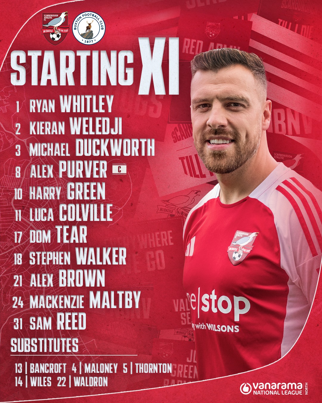 This afternoon's line-up 👇🤩 🔴... - Scarborough Athletic FC | Facebook