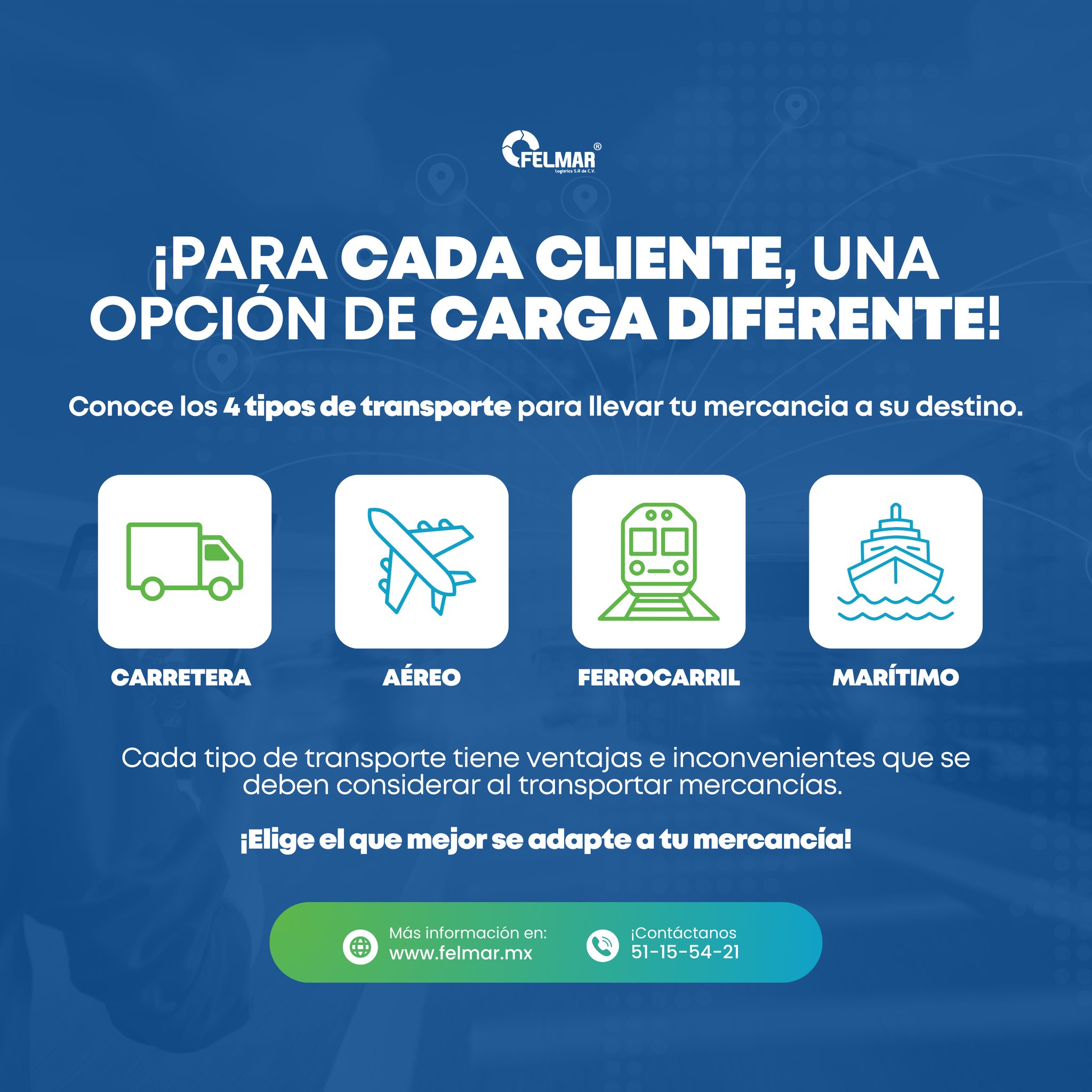 Felmar - 🚚 ️🚢🚆 ¡Descubre los 4 tipos de transporte en logística! Cada ...