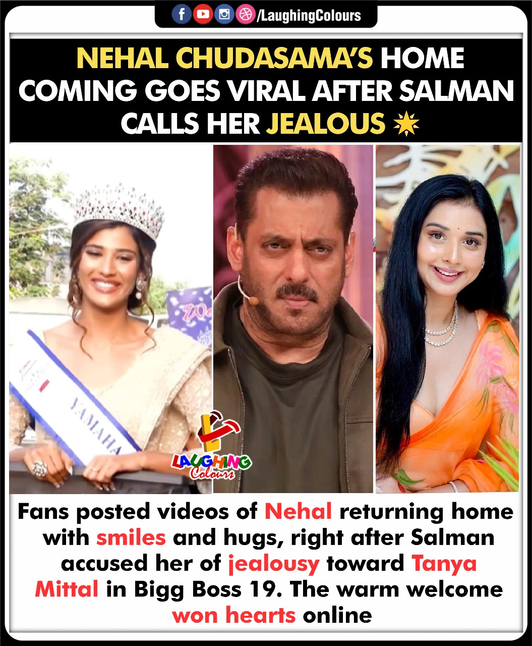 Laughing - Nehal wins hearts again 💖 #NehalChudasama #SalmanKhan # ...